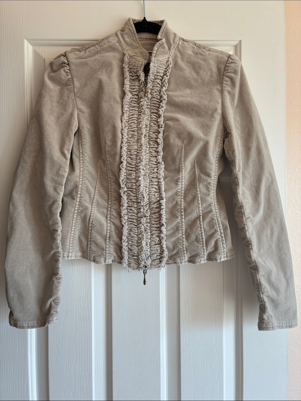 Express Vintage Beige Victorian Ruffled Blazer/Jacket Size 2